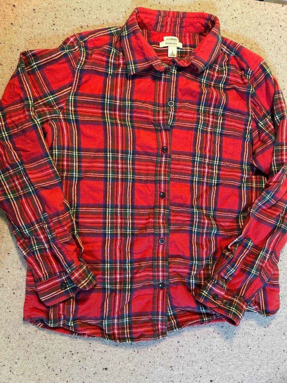 LL Bean Tartan Plaid Flannel Womens Large